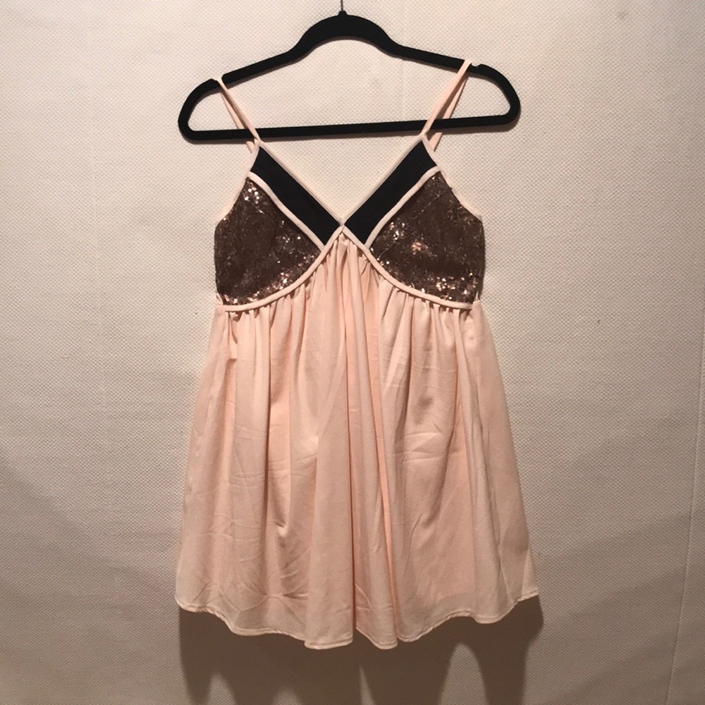 Tobi Strapless dress, with sequence bodice